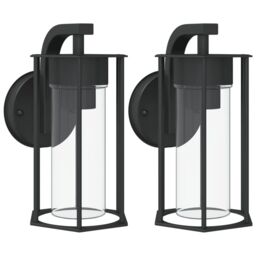 Berkfield Home Outdoor Wall Lights 2pcs Black Stainless Steel - thumbnail 2