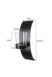 Living and Home 2Pcs Wall-Mounted Candle Holders with Glass Cups Arched Sconce Style in Black - thumbnail 4