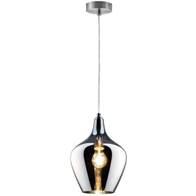 Netlighting Paso Dome Pendant Ceiling Light Nickel Matt Smoke Glass Shade 1x E14 in Grey - image 1