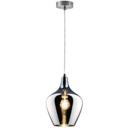 Netlighting Paso Dome Pendant Ceiling Light Nickel Matt Smoke Glass Shade 1x E14 in Grey - thumbnail 1