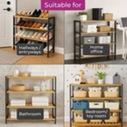 Havendro 4-Tier Natural/black Wooden Shoe Rack Organiser Shelf for Hallway - thumbnail 5