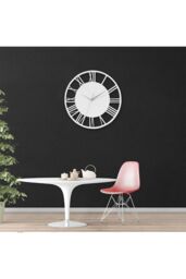 Living and Home 30cm Dia Wooden Round Hollow Roman Numeral Wall Clock with Metal Hands in White - thumbnail 4