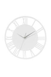 Living and Home 30cm Dia Wooden Round Hollow Roman Numeral Wall Clock with Metal Hands in White - thumbnail 6