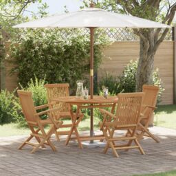 Berkfield Home 5 Piece Garden Dining Set Solid Wood Teak in Brown