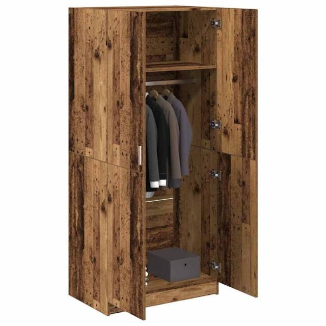Berkfield Home Wardrobe Old Wood 90x52x200 cm Engineered Wood in Brown - Size: 90 x 52 x 200 cm - image 1