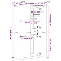 Berkfield Home Wardrobe Old Wood 90x52x200 cm Engineered Wood in Brown - Size: 90 x 52 x 200 cm - thumbnail 9