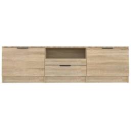 Berkfield Home TV Cabinet Sonoma Oak 140x35x40 cm Engineered Wood in Brown - Size: 140 x 35 x 40 cm - thumbnail 4