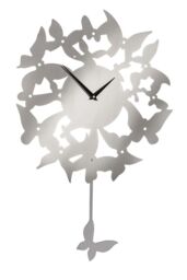 Orsina Butterflies Stainless Steel Wall Clock, Traditional Clock With Contrasting Hands, Silver Decorative Clock - thumbnail 2