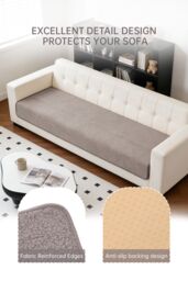 Living and Home Non-Slip Faux Plush Sherpa-Style Sofa Cover in Grey - Size: Extra Large - thumbnail 2