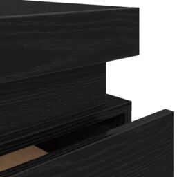 Berkfield Home Bedside Cabinet with LED Lights Black Oak 35x39x55 cm - Size: 35 x 39 x 55 cm - thumbnail 9