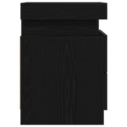 Berkfield Home Bedside Cabinet with LED Lights Black Oak 35x39x55 cm - Size: 35 x 39 x 55 cm - thumbnail 7