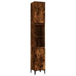 Berkfield Home Bathroom Cabinet Smoked Oak 30x30x190 cm Engineered Wood in Brown - Size: 30 x 30 x 190 cm - thumbnail 2
