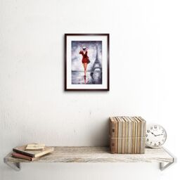 "Artery8 Wall Art Print Lady Wearing Red in Paris Art Framed 9x7 inch in Brown - Size: W7"" x H9""" - thumbnail 2