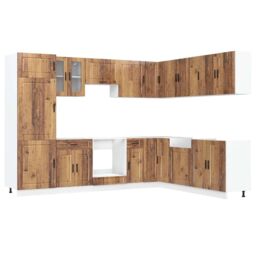 Berkfield Home 14 Piece Kitchen Cabinet Set Porto Old Wood Engineered Wood in Brown - thumbnail 2