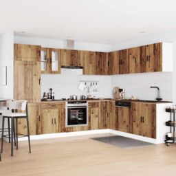 Berkfield Home 14 Piece Kitchen Cabinet Set Porto Old Wood Engineered Wood in Brown - thumbnail 3