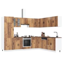 Berkfield Home 14 Piece Kitchen Cabinet Set Porto Old Wood Engineered Wood in Brown - thumbnail 1