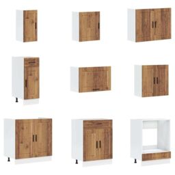 Berkfield Home 14 Piece Kitchen Cabinet Set Porto Old Wood Engineered Wood in Brown - thumbnail 4