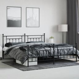 Berkfield Home Metal Bed Frame with Headboard & Footboard Black 200x200 cm - thumbnail 3