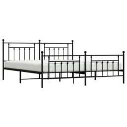 Berkfield Home Metal Bed Frame with Headboard & Footboard Black 200x200 cm - thumbnail 4