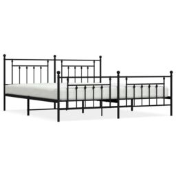 Berkfield Home Metal Bed Frame with Headboard & Footboard Black 200x200 cm - thumbnail 2