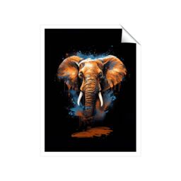 "Warren Reed - Designer Splashart Elephant Blue Unframed Art Print - Size: W16"" x H24""" - thumbnail 2