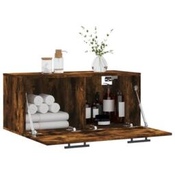 Berkfield Home Wall Cabinet Smoked Oak 80x36.5x35 cm Engineered Wood in Brown - thumbnail 4