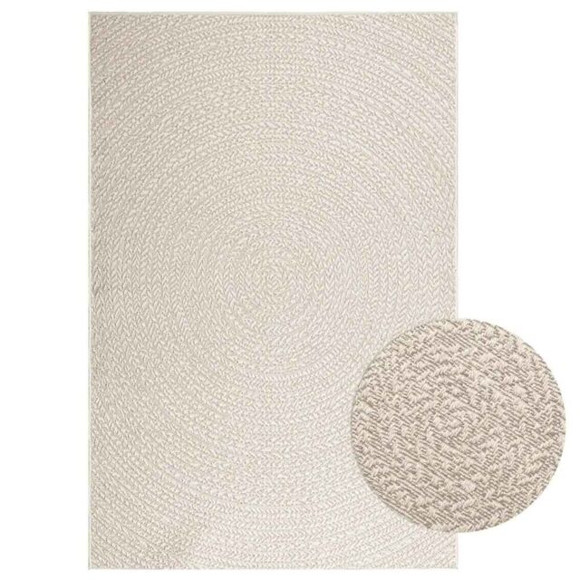 Berkfield Home Rug ZIZUR Cream 140x200 cm Jute Look Indoor & Outdoor - Size: Medium - image 1