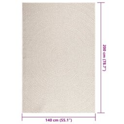 Berkfield Home Rug ZIZUR Cream 140x200 cm Jute Look Indoor & Outdoor - Size: Medium - thumbnail 9