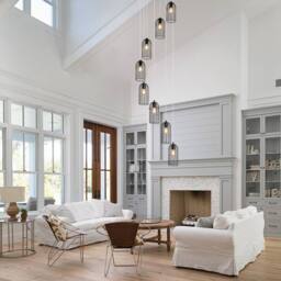 Garwarm 8 Light Modern Caged Pendant Light Long Staircase Chandelier in Black - thumbnail 7
