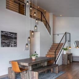 Garwarm 8 Light Modern Caged Pendant Light Long Staircase Chandelier in Black - thumbnail 6