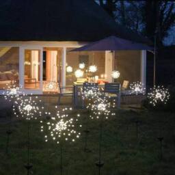 FLAVORA 4PCS Solar Lights Outdoor LED Solar Powered Firework Light Lamp in Black - thumbnail 4