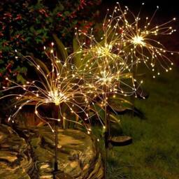 FLAVORA 4PCS Solar Lights Outdoor LED Solar Powered Firework Light Lamp in Black - thumbnail 8