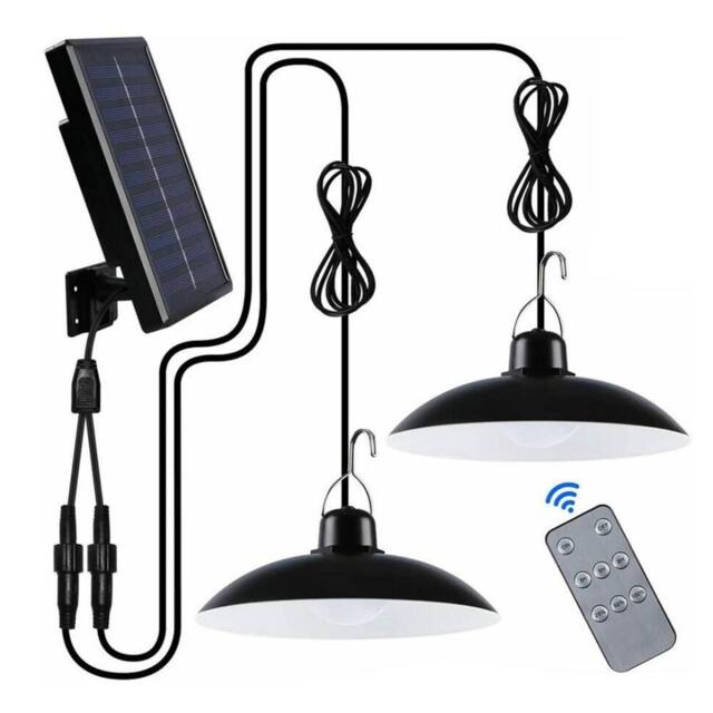 Havendro 2 Heads LED Solar Powered Pendant Hanging Light in Black - image 1
