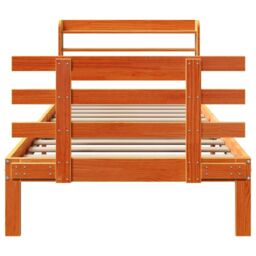 Berkfield Home Bed Frame with Headboard without Mattress Wax Brown 100x200 cm - thumbnail 5