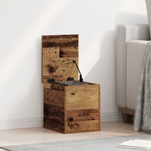 Berkfield Home Storage Box with Lid Old Wood 30x35x35 cm Engineered Wood in Brown - Size: 30 x 35 x 35 cm - image 1