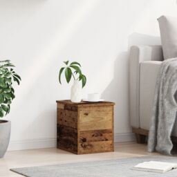 Berkfield Home Storage Box with Lid Old Wood 30x35x35 cm Engineered Wood in Brown - Size: 30 x 35 x 35 cm - thumbnail 4