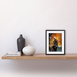 "Artery8 Wall Art Print Street Musician Playing Jazz Music on his Violin Artwork Framed 9X7 Inch in Black - Size: W7"" x H9""" - thumbnail 2