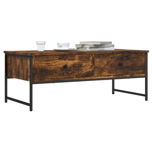 Berkfield Home Coffee Table Smoked Oak 101x49x39.5 cm Engineered Wood in Brown - image 1