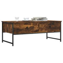 Berkfield Home Coffee Table Smoked Oak 101x49x39.5 cm Engineered Wood in Brown - thumbnail 1