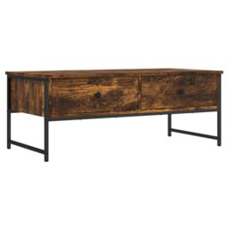 Berkfield Home Coffee Table Smoked Oak 101x49x39.5 cm Engineered Wood in Brown - thumbnail 2
