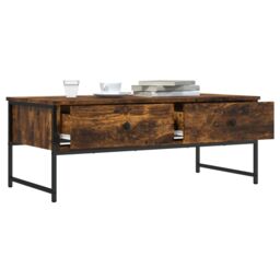 Berkfield Home Coffee Table Smoked Oak 101x49x39.5 cm Engineered Wood in Brown - thumbnail 4