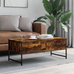 Berkfield Home Coffee Table Smoked Oak 101x49x39.5 cm Engineered Wood in Brown - thumbnail 3
