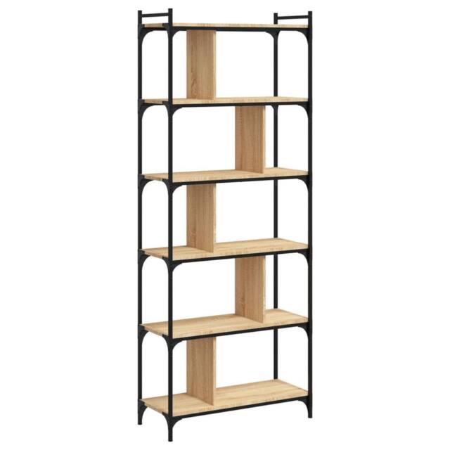 Berkfield Home Bookcase 6-Tier Sonoma Oak 76x32x192 cm Engineered Wood in Brown - Size: 76 x 32 x 192 cm - image 1