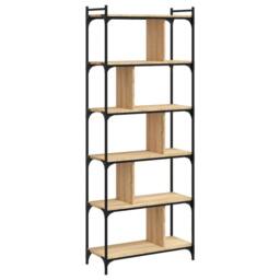 Berkfield Home Bookcase 6-Tier Sonoma Oak 76x32x192 cm Engineered Wood in Brown - Size: 76 x 32 x 192 cm - thumbnail 6