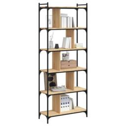 Berkfield Home Bookcase 6-Tier Sonoma Oak 76x32x192 cm Engineered Wood in Brown - Size: 76 x 32 x 192 cm - thumbnail 3