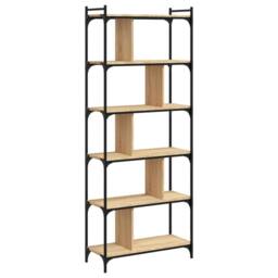 Berkfield Home Bookcase 6-Tier Sonoma Oak 76x32x192 cm Engineered Wood in Brown - Size: 76 x 32 x 192 cm - thumbnail 1
