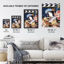 Artery8 Portrait of Actress Japanese Vintage Framed Wall Art Print Kunichika - Size: A4 - thumbnail 3
