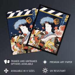 Artery8 Portrait of Actress Japanese Vintage Framed Wall Art Print Kunichika - Size: A4 - thumbnail 2