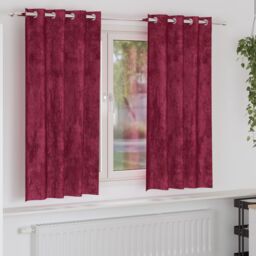 Berkfield Home Velvet Curtains 2 pcs with Eyelets Wine Red 175x140 cm - thumbnail 1
