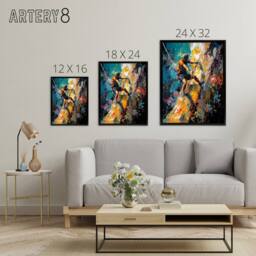 "Artery8 Mountain Cliff Rock Climber Colourful Framed Canvas Wall Art Print - Size: W12"" x H16""" - thumbnail 4